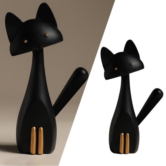 Figurine de chat Décoration d'intérieur Ornement Statue de chaton d'intérieur  Sculpture pour bureau, maison, chambre à Noir - Cdiscount Maison