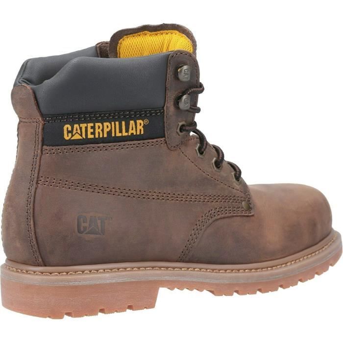 Bottines de securite Caterpillar Embout en acier Cuir nubuck pleine fleur Resistant a la perforation Marron Cdiscount Pret a Porter