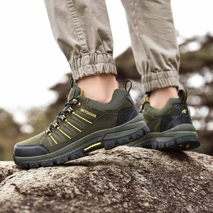 Chaussures De Randonnee Homme Impermeable Trekking Outdoor Vert Cdiscount Sport