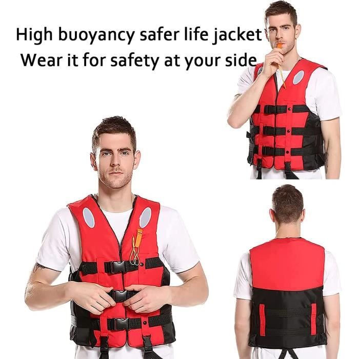 Gilet De Sauvetage Adulte Réglable Unisexe - Avec Sifflet Et Bande Réfléchissante, Pour Kayak, Bateau, Sports Nautiques