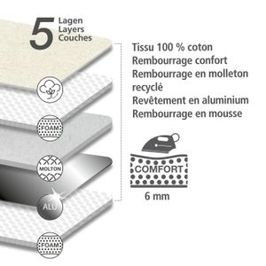 Housse De Table à Repasser, Poly Coton, Multicolore, 55 X 140 X 0.5 Cm