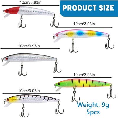 Lot De 3 Leurres De Surface Flottants – Bar, Brochet, Perche – Queue Pivotante – Triples Crochets Inox – Yeux 3D – Pêche Mer Et Eau Douce