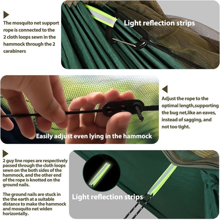 Hamac Avec Moustiquaire NATUREFUN - 290x140cm - Capacité 300kg - Nylon Parachute - Parfait Camping, Randonnée