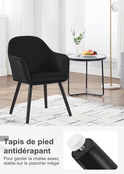 ML-Design Lot 2x Chaises de Salle à Manger - Noir - Style Rétro - Dossier/Accoudoirs Rembourrée ML-Design Lot 2x Chaises de Salle à Manger - Noir - Style Rétro - Dossier/Accoudoirs Rembourrée
