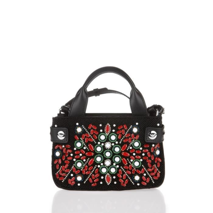 ARMANI JEANS - Sac en Similicuir Noir à Perles Brodées - Femme