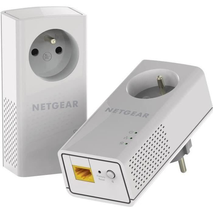 NETGEAR PLP1000 Pack de 2 prises CPL 1000 Mbps avec Prise filtrée et Port Gigabit