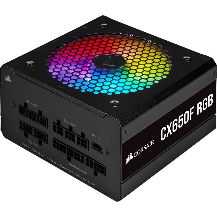 CORSAIR Alimentation PC - CX RGB Series CX650F - 650W - 80 PLUS Bronze - Modulaire - Noire (CP-9020217-EU)