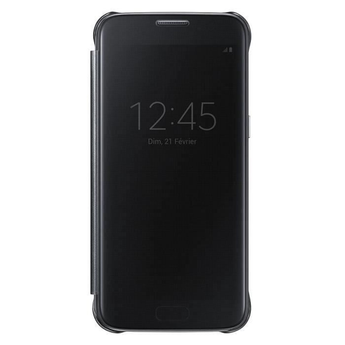 Samsung - Étui Folio Noir clapet translucide Original pour Samsung Galaxy S7