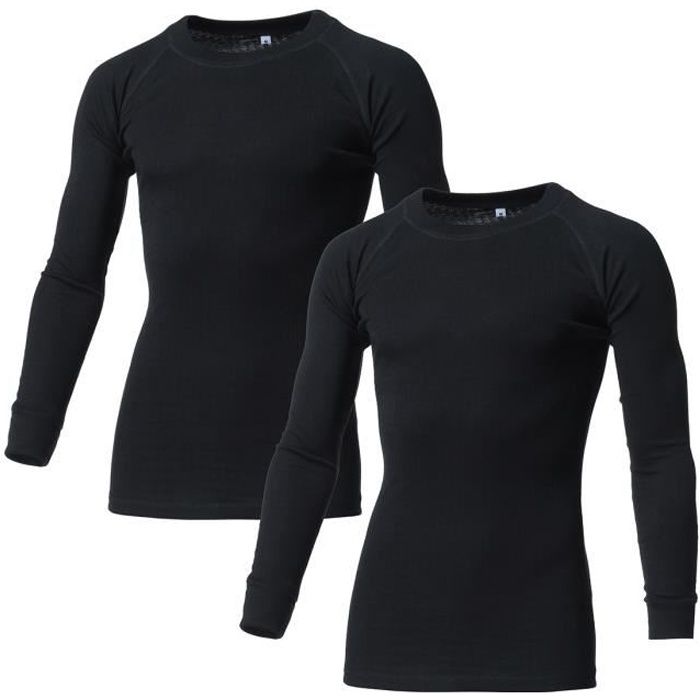 AVENTO Lot de 2 Sous-vêtements Thermiques Manches Longues - Homme - Noir