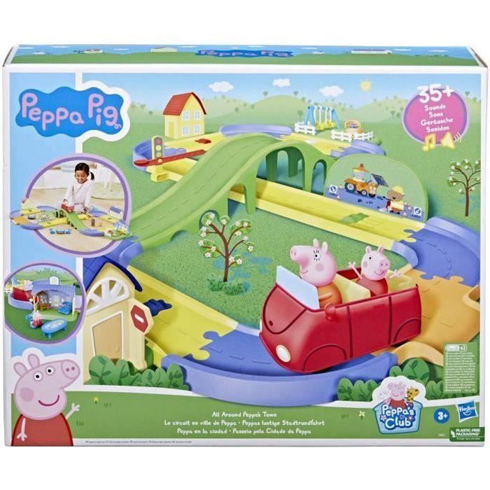 Peppa Pig Le circuit en ville de Peppa avec route modulable, inclut véhicule et 1 figurine, +35 sons, à partir de 3 ans