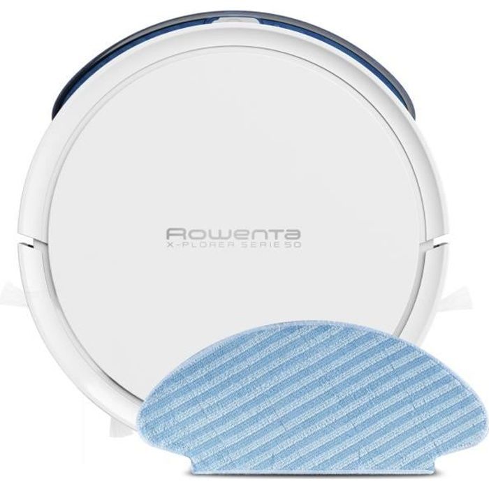 ROWENTA RR7387WH X-Plorer Serie 50 Aspirateur robot, Navigation méthodique, Aspire et lave les sols, Kit animal & allergie, Connecté