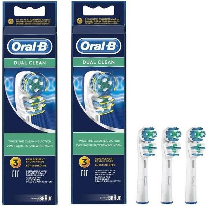 PACK 2 x Oral B Brossettes de rechange x3 Dual Clean