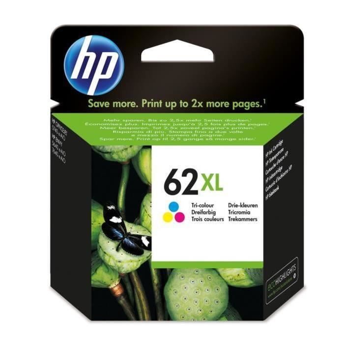 HP 62XL (C2P07AE) – Cyan, Magenta et Jaune