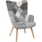 Fauteuil patchwork - HOME DECO FACTORY - HELSINKI - Tissu - Gris - 1 place