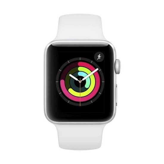 Apple Watch Series 3 GPS - 42mm Boîtier aluminium argenté - bracelet blanc (2018) - Reconditionné - Excellent état