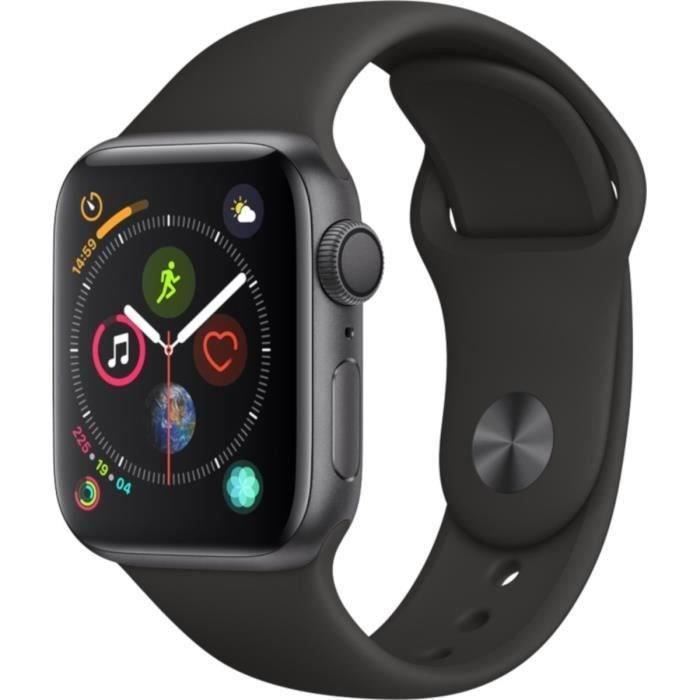Apple Watch Series 4 GPS - 40mm Boîtier aluminium gris sidéral - Bracelet noir (2018) - Reconditionné - Etat correct - Apple