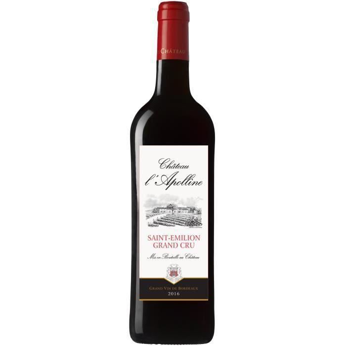 Château L'Apolline 2016 SaintEmilion Grand Cru Vin rouge de Bordeaux La cave Cdiscount