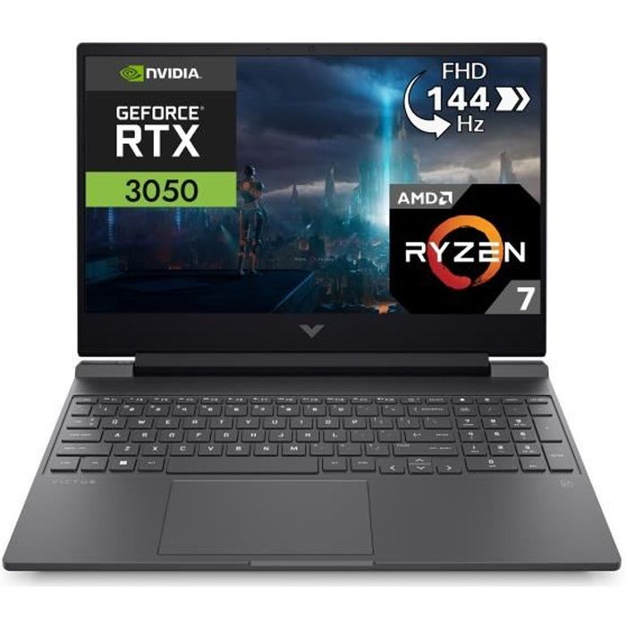 PC Portable Gamer HP Victus 15-fb0217nf - 15,6" FHD 144Hz - Ryzen 7-5800H - 16Go - 512Go SSD - RTX 3050 4Go - Sans Windows - AZERTY