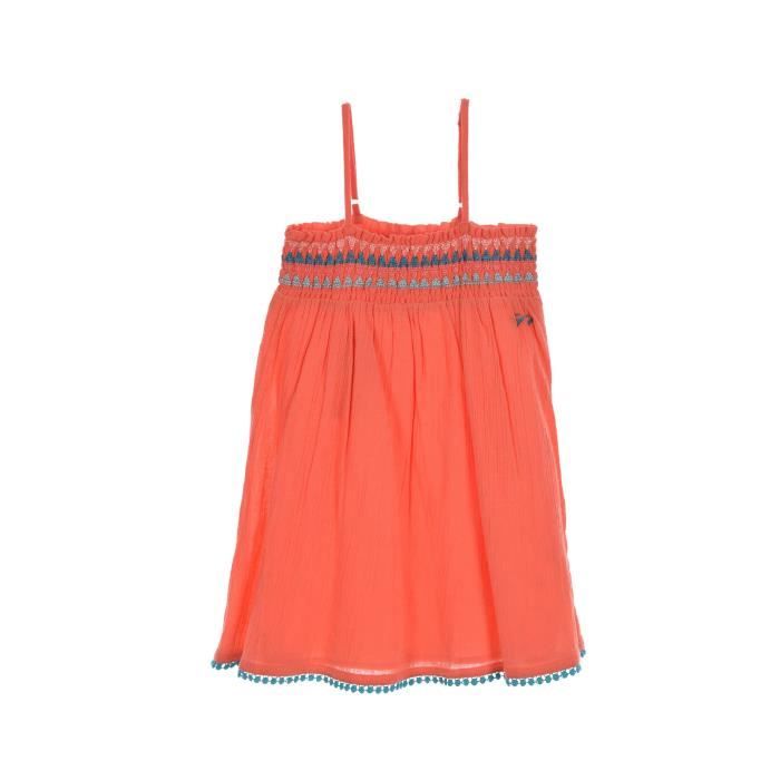 NAF NAF Robe Orange à Fines Bretelles 100 Coton Enfant Fille