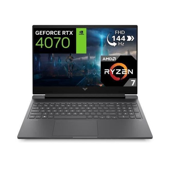 PC Portable Gamer HP Victus 16-s0019nf - 16,1" FHD 144Hz - Ryzen 7-7840HS - RAM 16Go - 512Go SSD - RTX 4070 8Go VRAM - Sans Windows