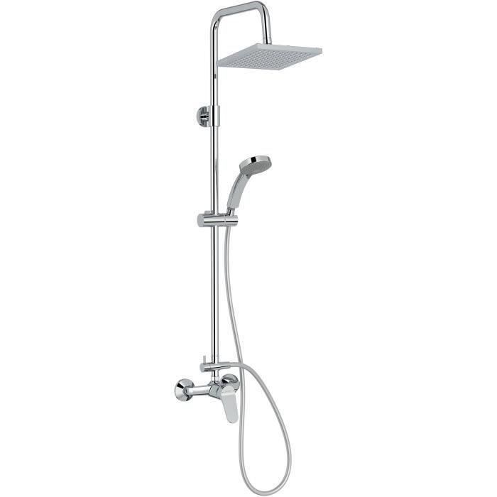 Jacob Delafon - Colonne de Douche Mécanique COLETTE - Pomme de tête carrée 20 cm - 4 Jets - E29868-CP