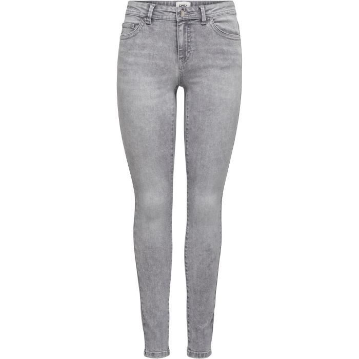 ONLY Jean Skinny à Taille Classique Gris Denim Femme