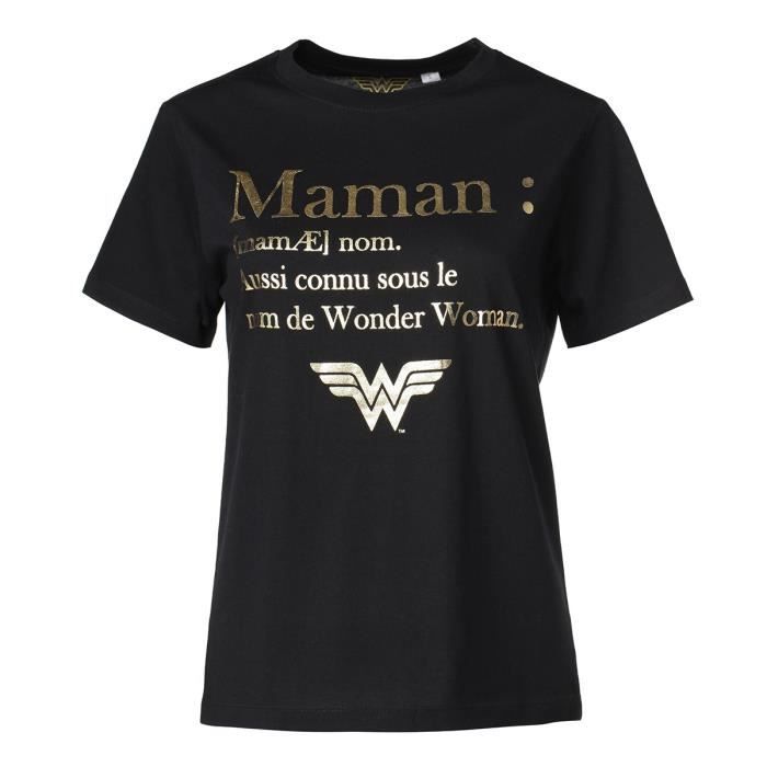 Wonder Woman Tee Shirt Maman Manches Courtes Noir Femme Cdiscount Pret A Porter