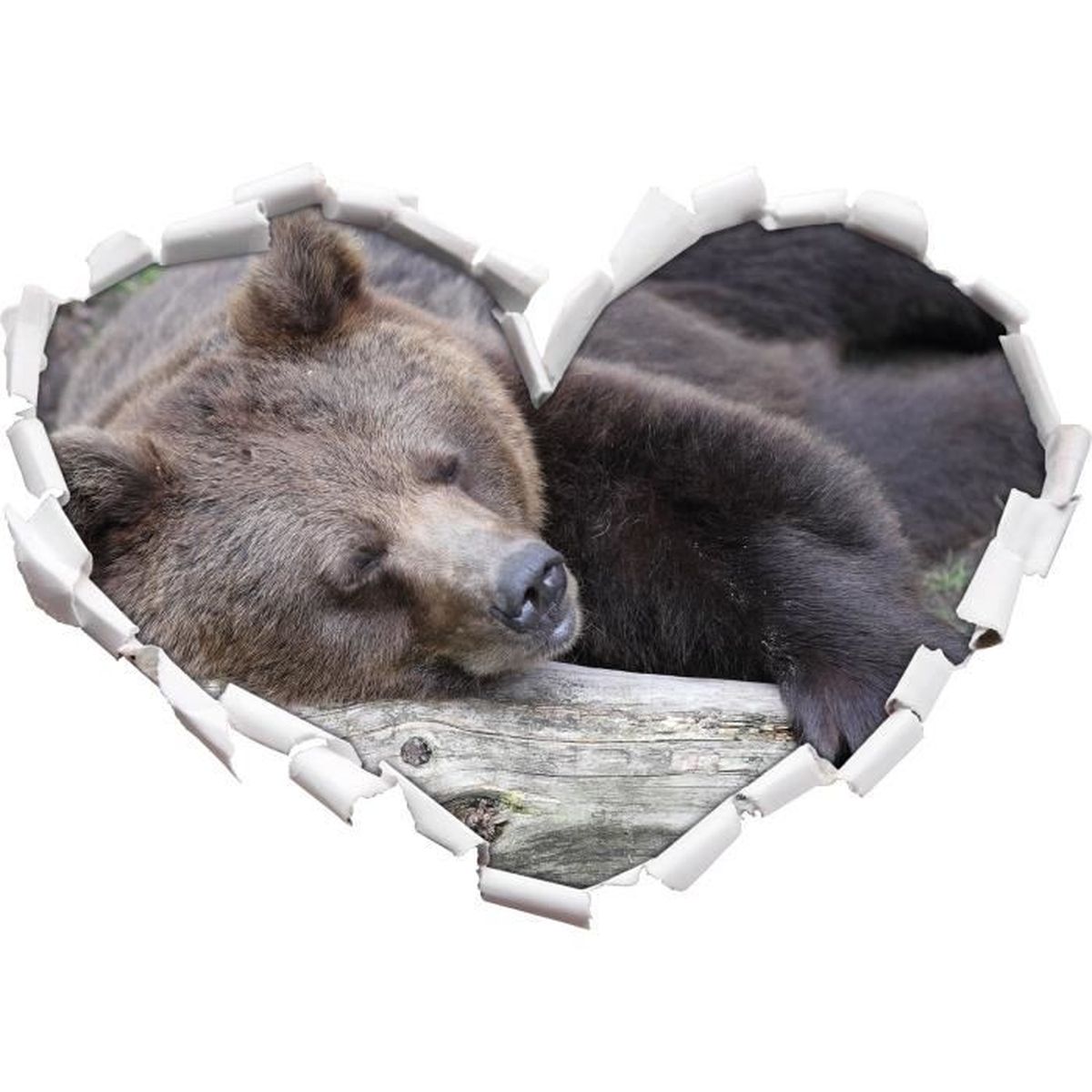Ours En Peluche Dormir Sur Forme De Coeur De Tronc D Arbre Dans Le Regard 3d Mur Ou Une Porte Autocollant Format 62x43 5cm Sticke Achat Vente Stickers Cdiscount