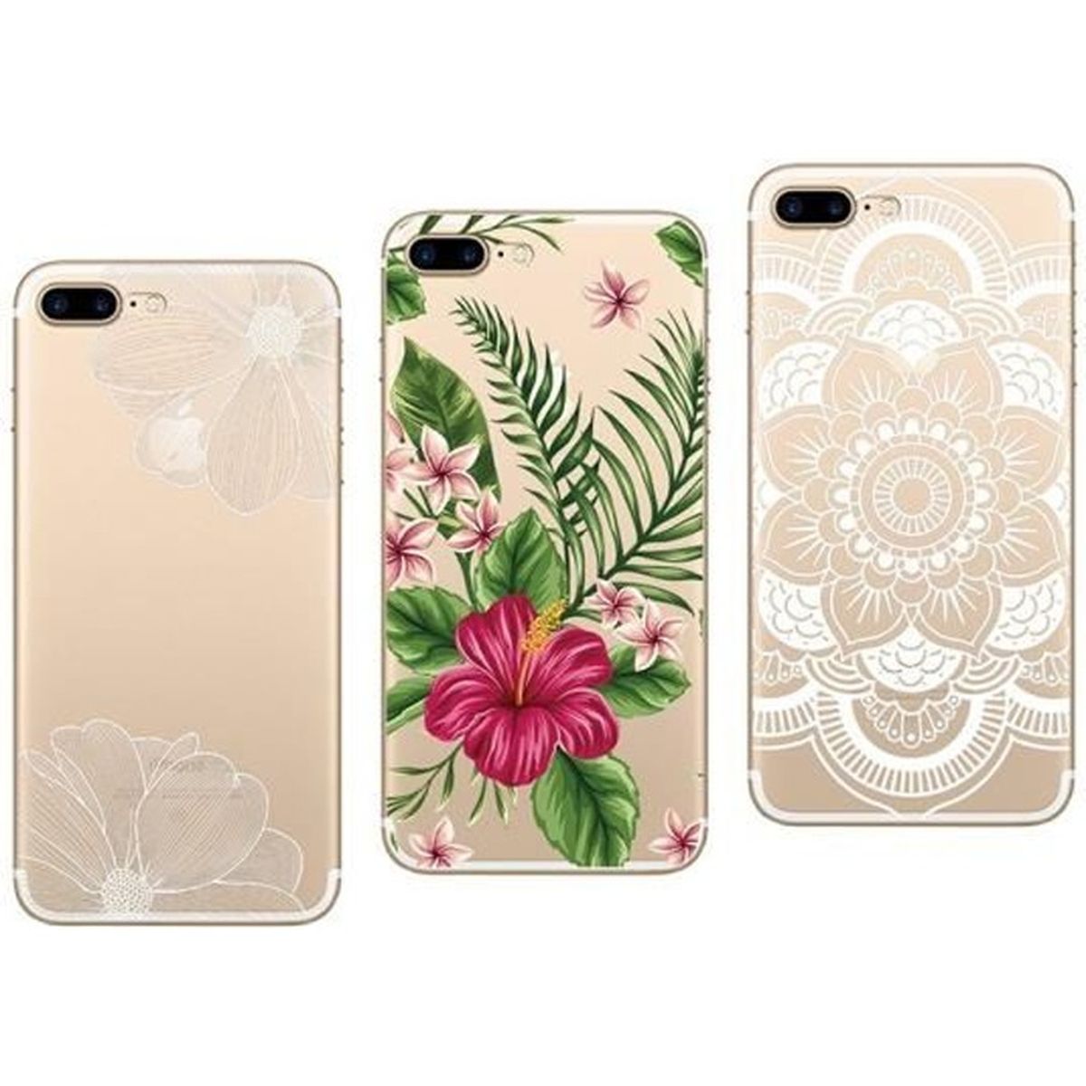 iPhone 8 Coque transparente souple fantaisie Fleurs noires iPhone 8 Coque transparente souple fantaisie Fleurs noires