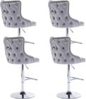 WAHSON OFFICE CHAIRS Wahson Tabouret de Bar Lot de 4 Tabouret de Bar Haut en Velour, Chaise de Bar Reglable avec Repose-Pieds pour Cuisine et Bar, Gris