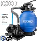 MONZANA Pompe filtre à sable 10.200l/h 400W 2en1 raccord 32-38mm métal système de filtre à sable 7 fonctions piscine certifié TÜV