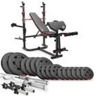 HS HOP-SPORT Banc de Musculation Pliable HS-1065 avec Ensemble d'haltères de 75 kg de Hop-Sport, Pupitre de Curl, Papillon, Presse à jambes