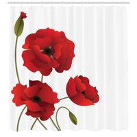 Abakuhaus, Floral Rideaux de Douche, Pétales de fleurs et les bourgeons, Rouge, Vert, 175 x 180 CM