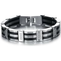Bracelet - ORGANGONFAND - Pour Homme - Orné - Argent 13mm - En acier inoxydable