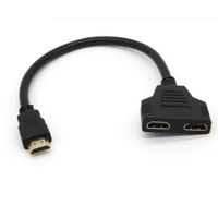 Adaptateur 2 ports Cable HDMI pour PC ACER Television TV Console Gold 3D FULL HD 4K Ecran 1080p Rallonge