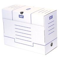 FAST Lot de 25 boîtes d'archives  - Manuelle - 15 cm - Blanc et bleu