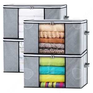 Sacs De Rangement 90L AIOR - Lot De 3 - Avec Fenêtre Transparente - Pour Vêtements, Couettes, Jouets - 60x40x35cm