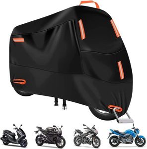 Bâche de protection pour moto, taille XXL, en tissu Oxford 210D, avec trous de fermeture, imperméable, résistante à l'hiver, pour l' extérieur et l'intérieur, 245 x 105 x 125 cm