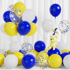 BALLON DÉCORATIF  Ballons Bleu Jaune, 30Pièces Blanc Bleu Or Confett