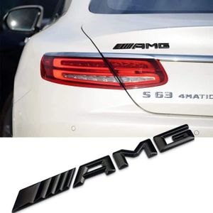 Emblème Calandre AMG 3D Pour Mercedes | Logo ABS Noir Argenté | Compatible W204, W205, Classe C, E, GLC, GT | Autocollant De Décoration Voiture