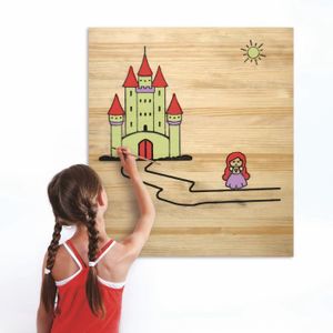 TABLEAU ENFANT Tableau à peindre par enfants, en bois massif de pin. Chateau. 60X70cm