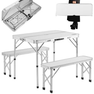 Table pliante de camping Avec 4 sièges - Valise portable - Avec Trou de  parasol - Table en MDF &Pieds en aluminium - 85,5x10x33,5 cm