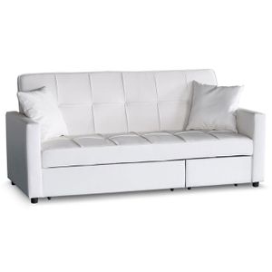 Canape Convertible 3 Places Blanc Cdiscount