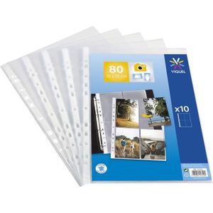Lot de 10 pochettes perforées Oxford a4 pour 8 photos 10x15 polypro lisse  9/100ème noir sur