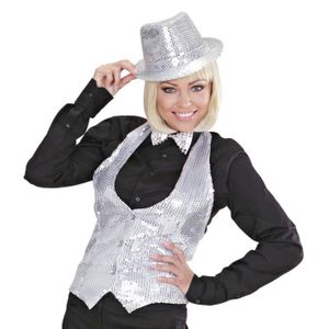 Gilet pailleté argent femme clearance
