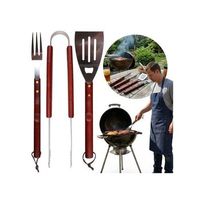 Ensemble barbecue 3 Pieces Pince Fourchette Spatule jardin extérieur