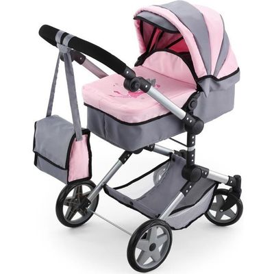 Landau pour poupee BAYER Grand Neo Pro Reglable Gris Rose 51 89 cm Cdiscount Jeux Jouets
