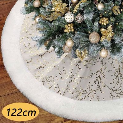 vidaXL Jupe de sapin de Noël - 150 cm - Fausse fourrure blanche - avec