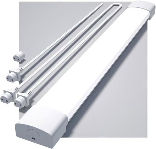 Réglette LED 60 Cm 18W 6000K IP65 - Lumière Froide, étanche, Pour Atelier, Garage, Cave, Bureau, Connexion En Série
