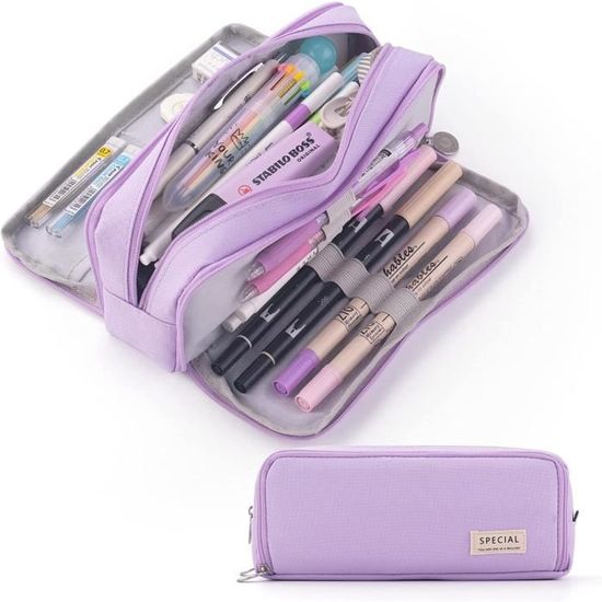 Trousse Scolaire Grande Capacité 1 Compartiment - Sac à Crayons, Trousse De Maquillage, Organisation Bureau Homme Femme